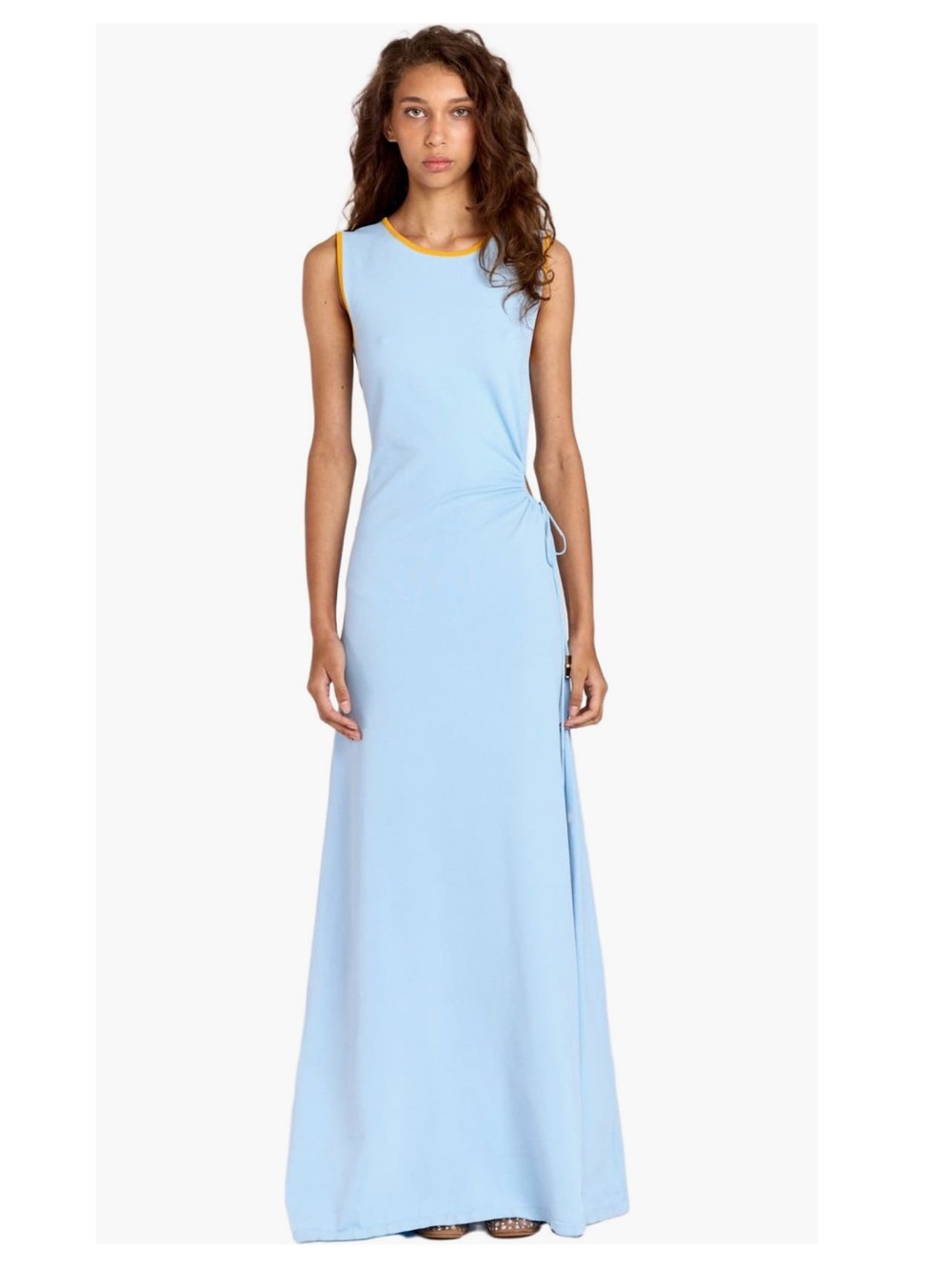 Romy The Loulou Sleeveless Cut Out Light Blue Knit Maxi Dress Medium NWT